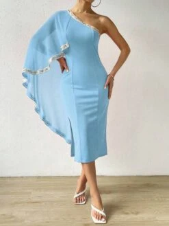 SHEIN Privé One Shoulder Contrast Sequin Cloak Sleeve Split Thigh Dress -Curated Swimwear 16812731394e390129724a4a7e7f823b7cb1c29ec3 thumbnail 405x552