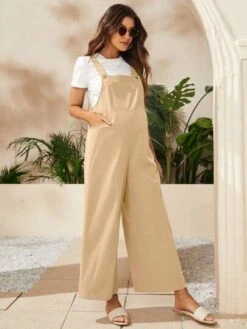 SHEIN Maternity Solid Overall Jumpsuit Without Tee -Curated Swimwear 1681277341b027af365c8b6968bf86d74de2e01e87 thumbnail 405x552