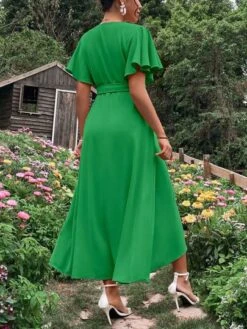 SHEIN Maternity Butterfly Sleeve Knot Side Wrap Dress