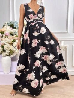 SHEIN Maternity Floral Print Split Thigh Dress -Curated Swimwear 1681297084eaf3d57f86ac0902f0b093f67d7baf8a thumbnail 405x552