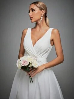 Plunging Neck Floor Length Wedding Dress -Curated Swimwear 1681302008d57ee124396fa80f2312021a010a17ca thumbnail 405x552