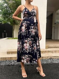 SHEIN Maternity Floral Print Nursing Cami Dress