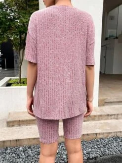 SHEIN Maternity Drop Shoulder Tee & Biker Shorts