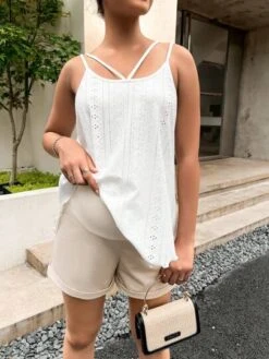 SHEIN Maternity Adjustable Waist Roll Up Hem Shorts -Curated Swimwear 168135449972e9c5dd11d39bdb1d6087d63030f60d thumbnail 405x552