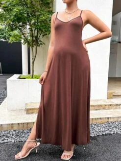 SHEIN Maternity Split Thigh Cami Dress -Curated Swimwear 1681355108b2d756dfbd7bcb99f4411af7757b7d3b thumbnail 405x552