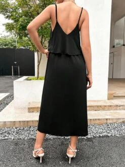 SHEIN Maternity Ruffle Trim Cami Nursing Dress