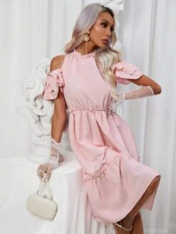 SHEIN Essnce Cold Shoulder Ruffle Hem Dress -Curated Swimwear 1681357274f87d5600d4491224966165e253f5c6ae thumbnail 405x552