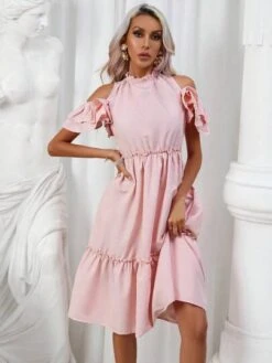 SHEIN Essnce Cold Shoulder Ruffle Hem Dress -Curated Swimwear 1681357276ab3c8f4d52a4d08978bc430c9c706c94 thumbnail 405x552