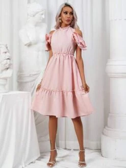 SHEIN Essnce Cold Shoulder Ruffle Hem Dress -Curated Swimwear 16813572791f94f23b8bc08827aa60dda564615516 thumbnail 405x552