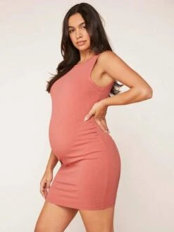 SHEIN BASICS Maternity Solid Bodycon Tank Dress -Curated Swimwear 1681357672700cc76a28940573791c7124299cb722 thumbnail 405x552