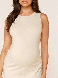 SHEIN BASICS Maternity Solid Split Thigh Maxi Dress -Curated Swimwear 168135767957ff57074c3015e35efa476202497141 thumbnail 405x552