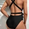 SHEIN Maternity Solid Crisscross Backless One Piece Swimsuit -Curated Swimwear 1681435467633e26f3a38232fed3c701647d699a8d thumbnail 405x552