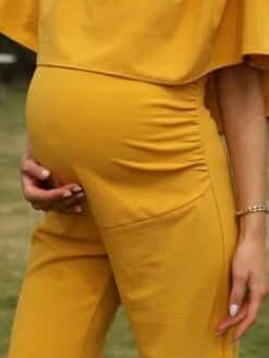 Maternity Solid Ruffle Trim Off Shoulder Jumpsuit -Curated Swimwear 1681462069144f2e4e21af33101bd1a13ed35080e4 thumbnail 405x552