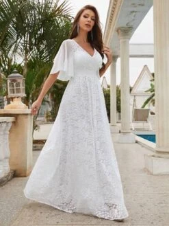 Butterfly Sleeve Lace Wedding Dress -Curated Swimwear 16814775351e6d294e9f1f1372cfe69a2036a1ded3 thumbnail 405x552