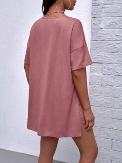 SHEIN Maternity Solid Split Hem Tee & Biker Shorts