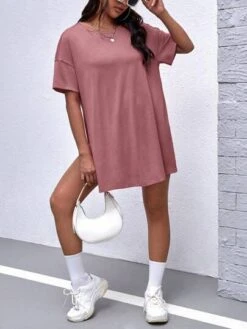 SHEIN Maternity Solid Split Hem Tee & Biker Shorts -Curated Swimwear 16816137053194d6c195d83622ab98cb28e9ba559e thumbnail 405x552