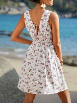 SHEIN Maternity Allover Floral Print Plunging Neck Dress