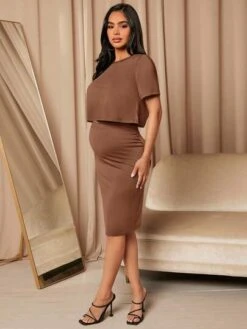 SHEIN Maternity Solid Crop Tee & Adjustable Waist Skirt Set -Curated Swimwear 1681695363230b1a3901fe96acd0966bfc6118d0d2 thumbnail 405x552