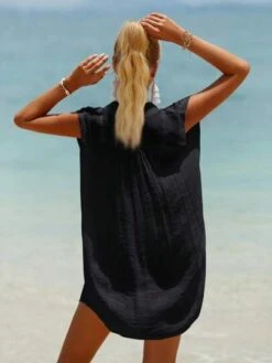 Solid Button Front Cover Up Dress