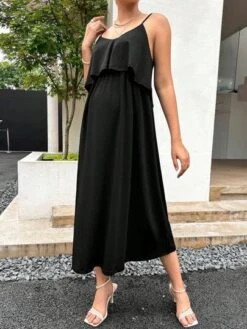 SHEIN Maternity Ruffle Trim Cami Nursing Dress -Curated Swimwear 1681704946f6491b11a2220eadd4913b8fb0c6efb5 thumbnail 405x552