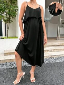 SHEIN Maternity Ruffle Trim Cami Nursing Dress -Curated Swimwear 16817049518e3331c1a14dcd04ac72973451dded4c thumbnail 405x552