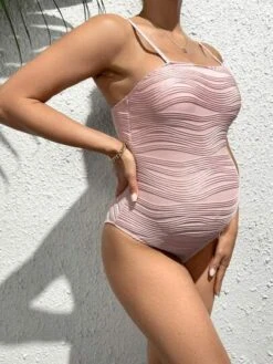 SHEIN Maternity Solid Asymmetrical Neck One Piece Swimsuit -Curated Swimwear 1681708764cce9a6c77f7550f463bd354ae2dcde48 thumbnail 405x552