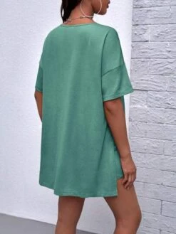 SHEIN Maternity Split Hem Drop Shoulder Tee & Adjustable Waist Biker Shorts