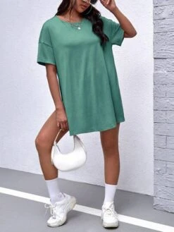 SHEIN Maternity Split Hem Drop Shoulder Tee & Adjustable Waist Biker Shorts -Curated Swimwear 16817180650f8f08d8b658683679196992ce21fde8 thumbnail 405x552