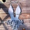 Tie Dye Print Cut Out Tie Side Halter Neck Backless One Piece Swimsuit