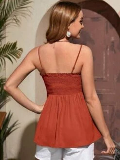 SHEIN Maternity Button Front Frill Trim Cami Top