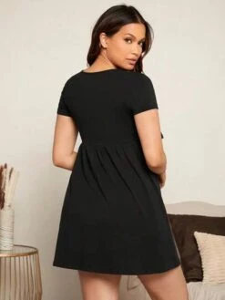 SHEIN Maternity Solid Nursing Detail Dress
