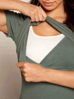 SHEIN Maternity Solid Nursing Tee & Pants Set -Curated Swimwear 1681782738d3438447898e8dd8f35c489a439e252e thumbnail 405x552