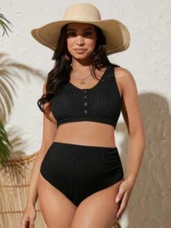 SHEIN Maternity Button Front Bikini Swimsuit -Curated Swimwear 1681803281059654a212f6b16d4f43115b04d54a20 thumbnail 405x552