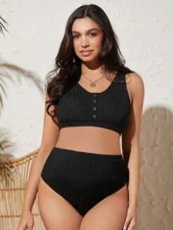 SHEIN Maternity Button Front Bikini Swimsuit -Curated Swimwear 1681803289b6b884051059761a2362d3b38a4acc03 thumbnail 405x552