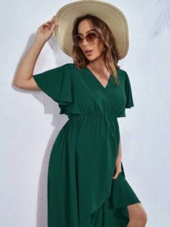 SHEIN Maternity Solid Butterfly Sleeve A-line Dress -Curated Swimwear 1681806678f294a346e40377d2a8905b6270a949ea thumbnail 405x552