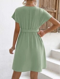 SHEIN Maternity Solid Belted Wrap Detail Dress