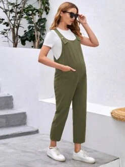 SHEIN Maternity Solid Pocket Patched Overall Jumpsuit Without Tee -Curated Swimwear 168180776688d41b8a38332a840ec332f1fec9c278 thumbnail 405x552