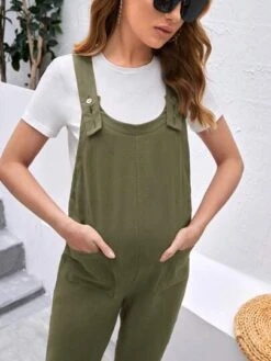 SHEIN Maternity Solid Pocket Patched Overall Jumpsuit Without Tee -Curated Swimwear 1681807769892b051a45ae7cf20856c31d8760e6f2 thumbnail 405x552