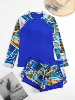 Graphic Print Bikini Swimsuit With Long Sleeve Swim Shirt -Curated Swimwear 1681810436fb2af63ba007a81c4ed10f203d54f1a4 thumbnail 405x552