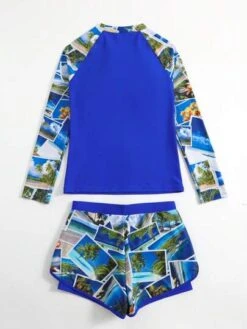 Graphic Print Bikini Swimsuit With Long Sleeve Swim Shirt -Curated Swimwear 168181043910111a20224ce57ce92d075c569cf08f thumbnail 405x552