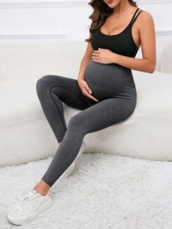SHEIN Maternity Solid Leggings -Curated Swimwear 1681907214bdd3bbff1c6903a3b1a46dc8643ada20 thumbnail 405x552