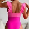 Colorblock Ruffle Trim One Piece Swimsuit -Curated Swimwear 168195901371b669bf334657ce5ac7531378a01748 thumbnail 405x552