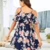 Maternity Floral Print Cold Shoulder Ruffle Trim Dress -Curated Swimwear 1681961808aa7155f87aafdcc79f1be698fdc2b086 thumbnail 405x552