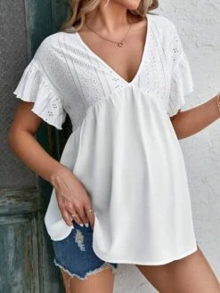 SHEIN Maternity Eyelet Embroidery Peplum Blouse -Curated Swimwear 16820614528da946828613062768accd3416255ff5 thumbnail 405x552