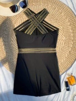 Contrast Mesh Criss Cross One Piece Swimsuit -Curated Swimwear 16821447278cc5899a66150331db4c0ae9f4ea62c6 thumbnail 405x552