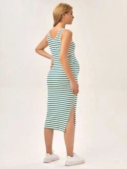 SHEIN BASICS Maternity Striped Split Hem Tank Dress