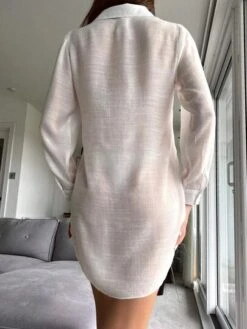 Solid Button Front Curved Hem Kimono