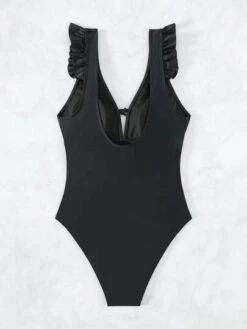 Ruffle Trim Tie Front Ruched Bust One Piece Swimsuit -Curated Swimwear 1682386827a8249868436a99afdee5da41032564d3 thumbnail 405x552