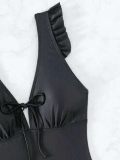 Ruffle Trim Tie Front Ruched Bust One Piece Swimsuit -Curated Swimwear 1682386829c88a7b48a6ffefe10a8ff9c7277834cc thumbnail 405x552