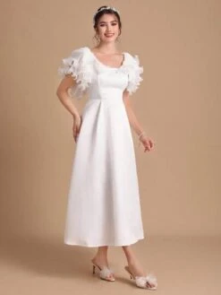 SHEIN Belle 1pc Square Neck Ruffle Trim Wedding Dress -Curated Swimwear 1682483861d965c93bb57c3539a8bdb2fe541b5d9c thumbnail 405x552